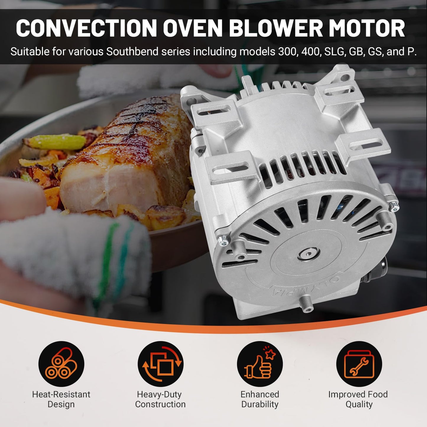 Dilomber 1/2 HP Convection Oven Motor Replacement for Southbend 1194780 Power Convection Ovens in Restaurants Bakeries and Other Commercial Kitchens, 115V Blower Motor