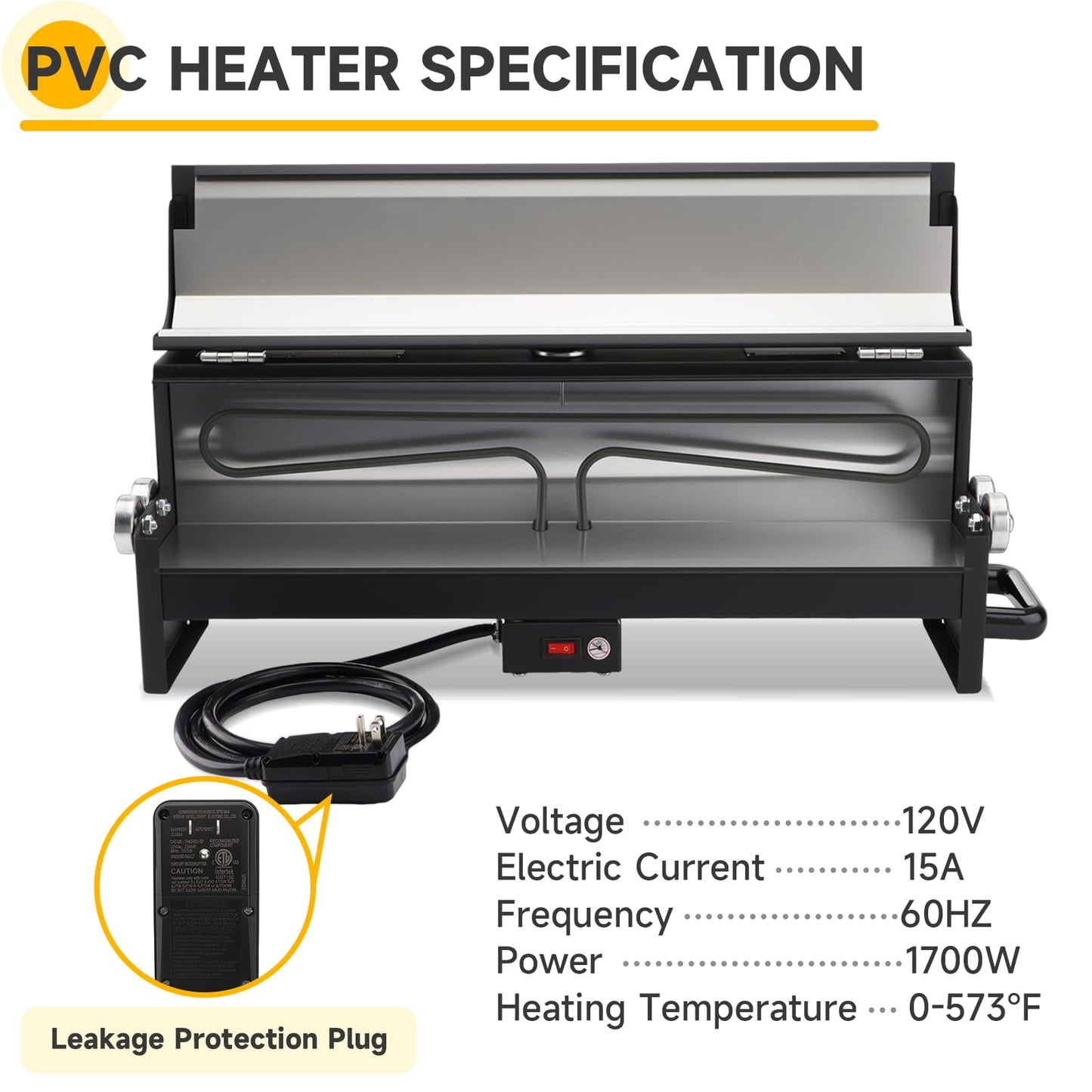 Racewill 1/2" to 2" PVC Conduit Bending Heater, Electric Heater Bender Tool for 24" Sections of PVC Pipe, 1700W, 120V, with Temperature Detector, Reflective Interior & Carrying Handle