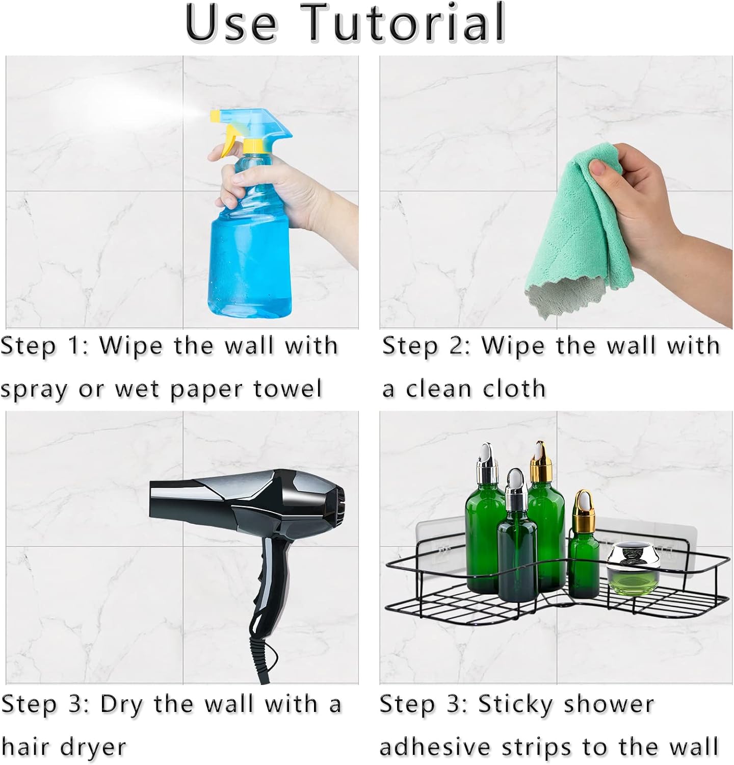 Skiennix Shower Caddy Adhesive - Strong Transparent Replacement Sticky Pads | No Drilling, Ideal for Bathroom & Kitchen Storage