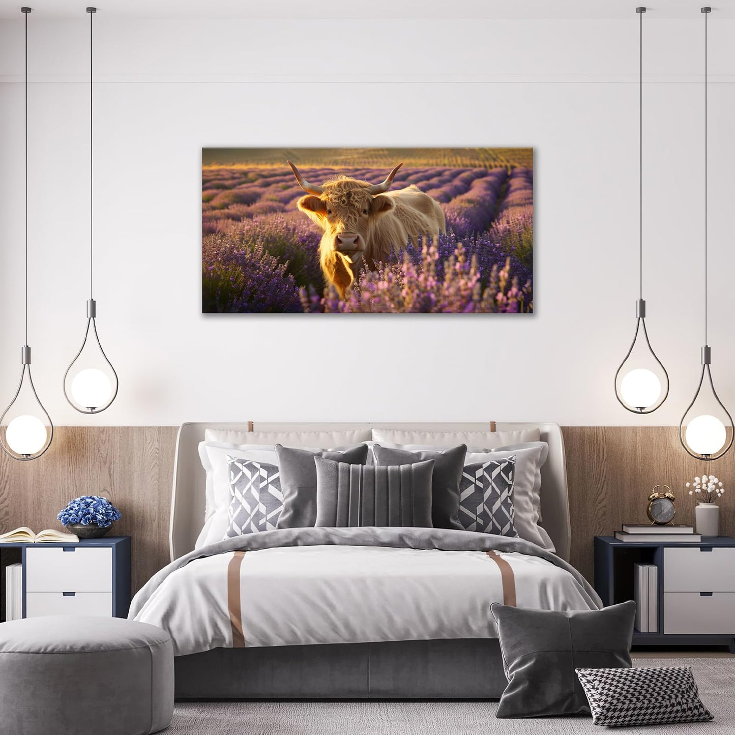 Fuzawet Large Deer Wall Art Foggy Forest Pictures Wall Decor Elk Rustic Landscape Canvas Painting Home Modern Artwork Decorations Framed for Office Bedroom Bathroon Living Room 60X30 inch