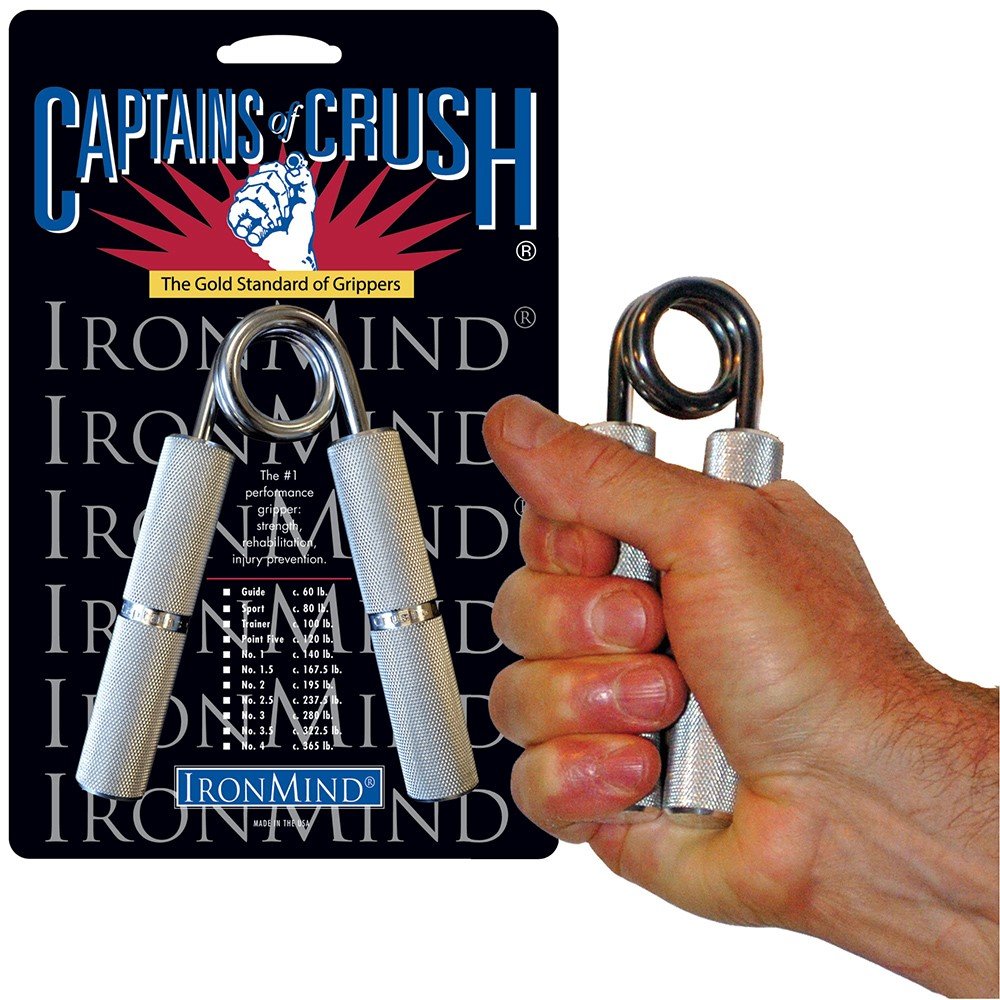 IronMind Two-Way Captains of Crush Grip Strengthener Set: CoC Trainer Gripper (100 lb.) and Expand-Your-Hand Bands