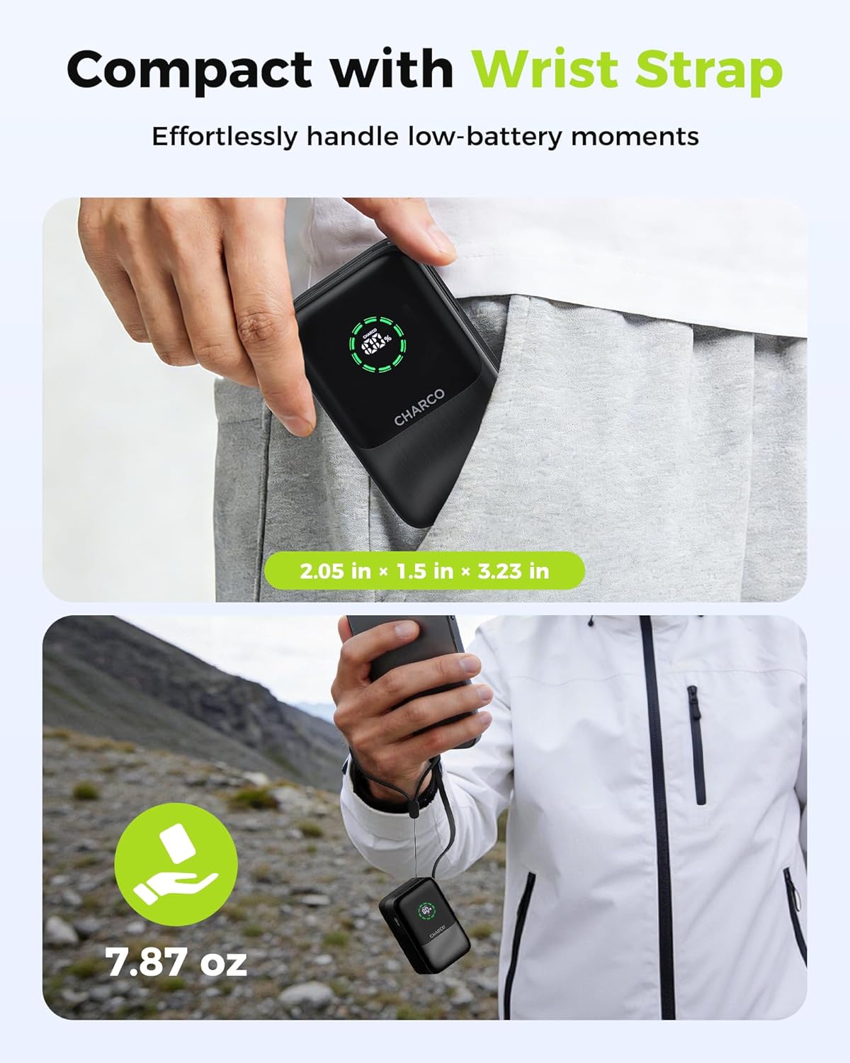CHARCO 45W, 10000mAh Pack 17/16 Portable Charger Power Bank Fast Charging Battery Charger Portable with Retractable USB