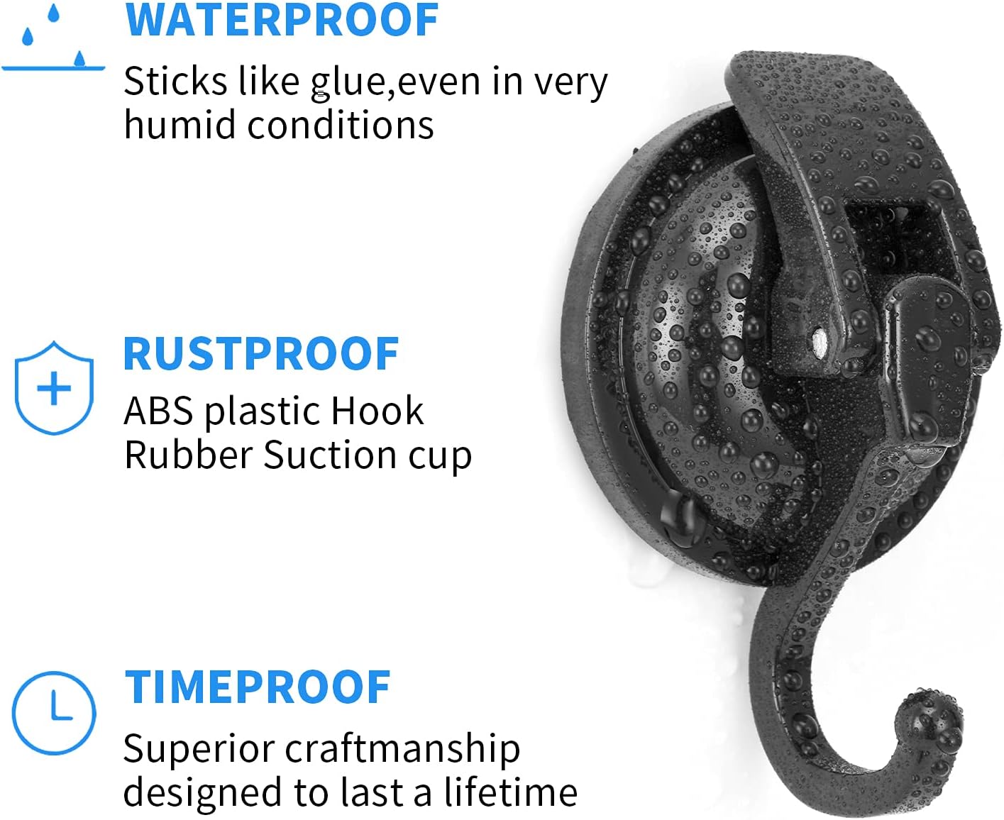 Skiennix Heavy Duty Vacuum Wreath Cup Hook - Super Suction, No Hole Required | Black-Plated, 2 Pack