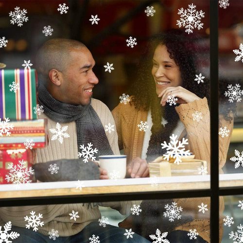 LUDILO Christmas Window Clings - 135Pcs Snowflake Static Stickers for Holiday Décor & Parties