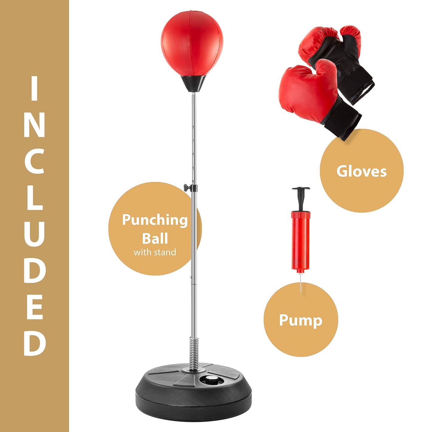 TechTools Punching Bag with Stand, Boxing Bag for Teens & Adults - Height Adjustable - Speed Bag for Training, Boxing Equipment, Stress Relief & Fitness