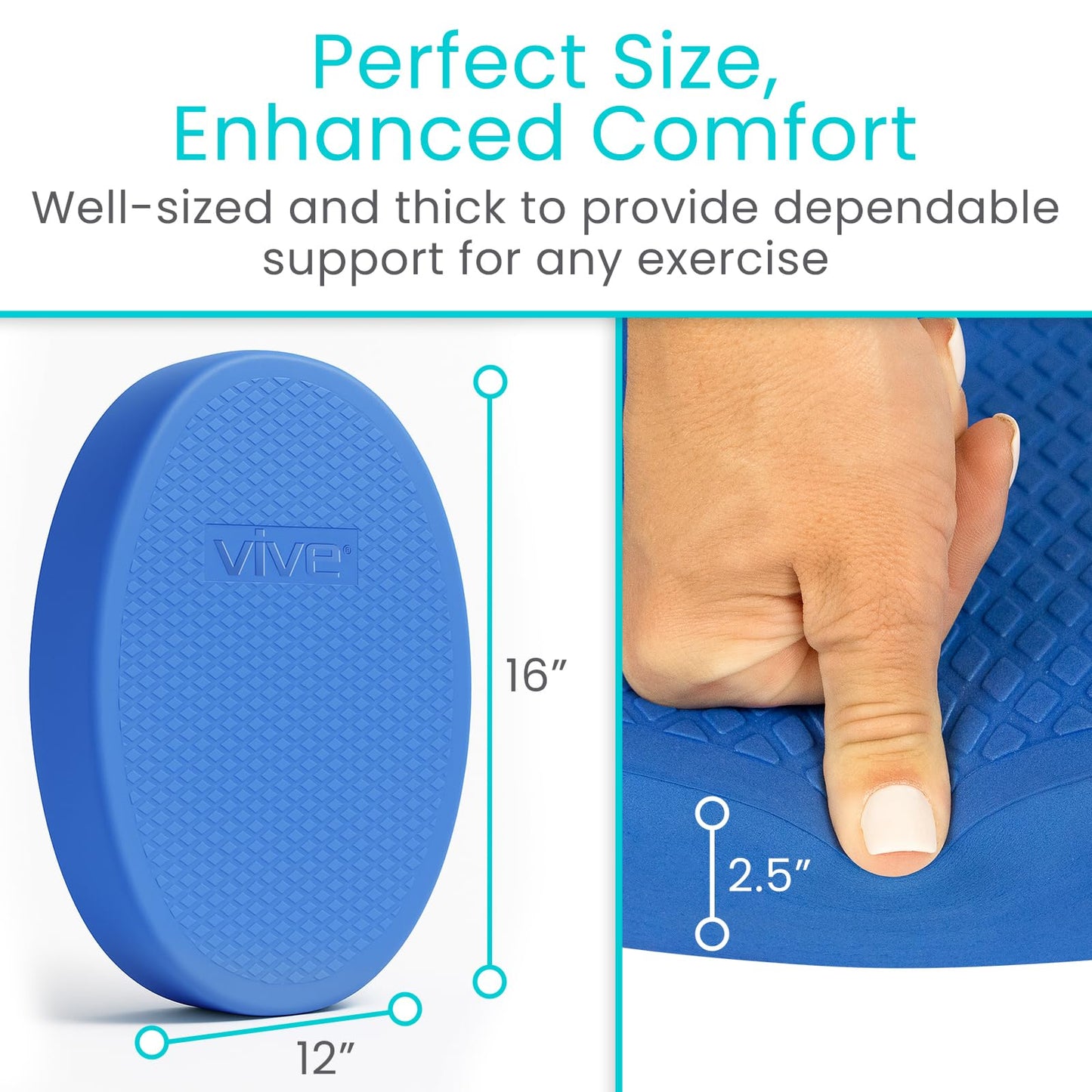 Vive Oval Balance Pad - Wobble Cushion for Physical Therapy and Rehabilitation Equipment - Soft Stability Trainer Foam for Workouts, Yoga, Core Strength and Pilates - Device for Women, Men and Kids