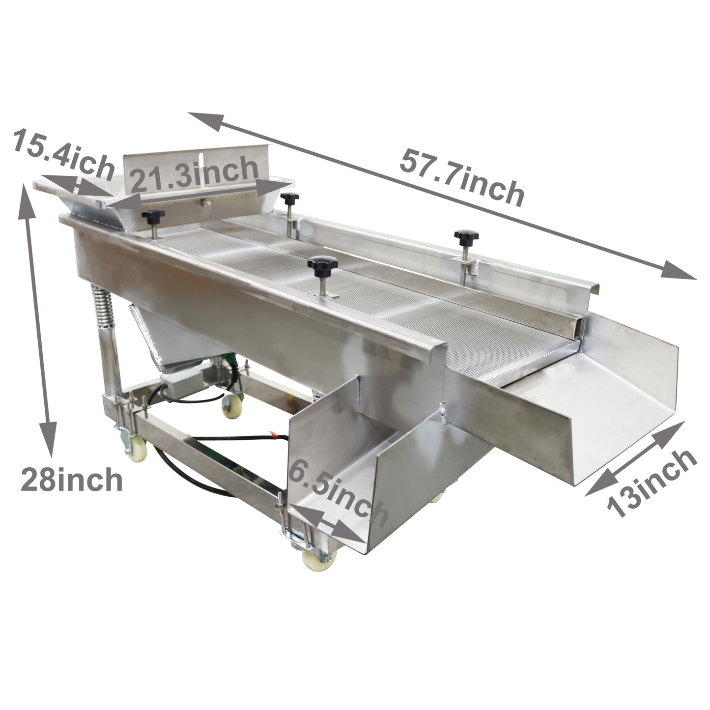 TECHTONGDA Straight Vibrating Sieve Screen Shaker Electric Linear Sifter Machine Stainless Steel One Layer One Motor 3m Screen Size 16×47inch 220V