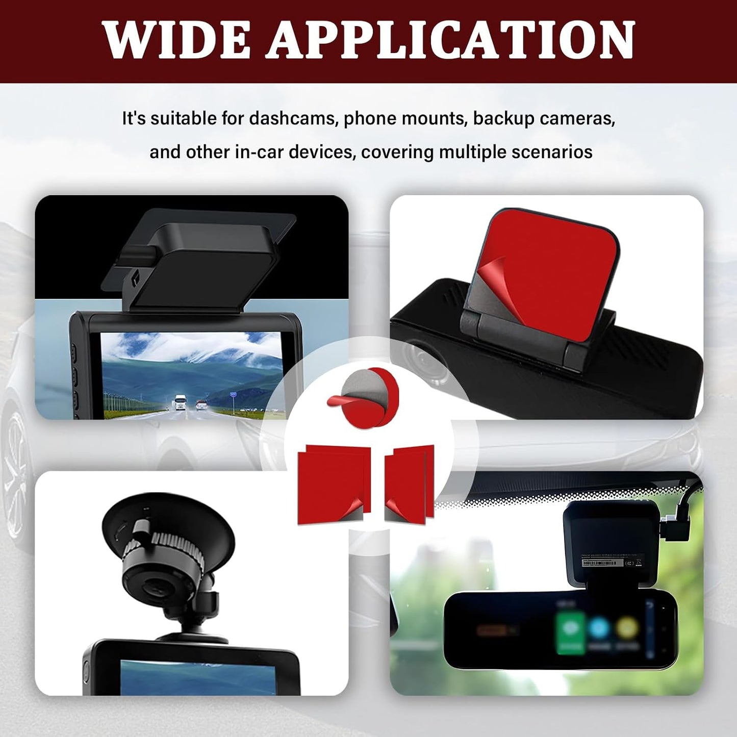 YGDMD 6PCS Dash Cam Adhesive Pads,Heat Resistant Dash Cam Sticky Pads with Strong Adhesive Force,Cuttable Sticky Pad