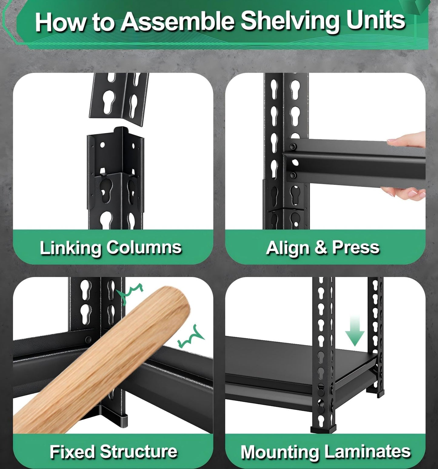 SUPPNEED Metal Storage Garage Shelving: 48'' Wide 1,500Lbs Freestanding Utility Shelves, Adjustable Heavy Duty Rack Units 3 Tier Black 48" W x 16" D x 36" H