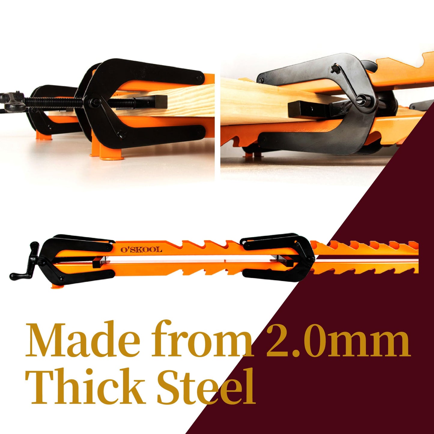 O'SKOOL 36 Inch Pressure Panel Clamps, 2 Pack 4-Way Steel Clamping System for Woodworking Panel Glue-Ups, Edge Gluing and Cutting Boards, CAV013