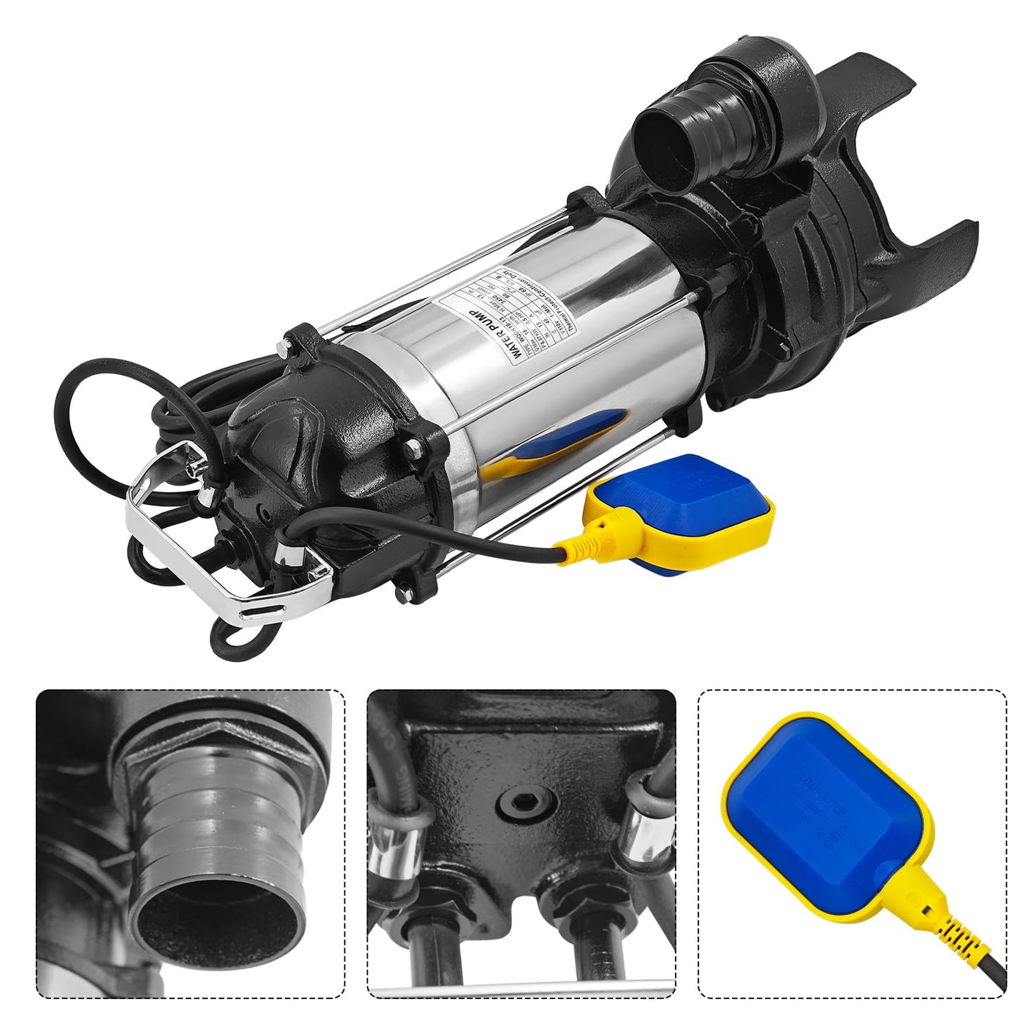 4PN 4755 GPH Submersible Water Pump With Float Switch Replacement for 4-PN 50PN2.4S Sump Pump, Cast Iron and Stainless Steel, 2" Discharge, H Max 44ft, 115V, 1/2 HP