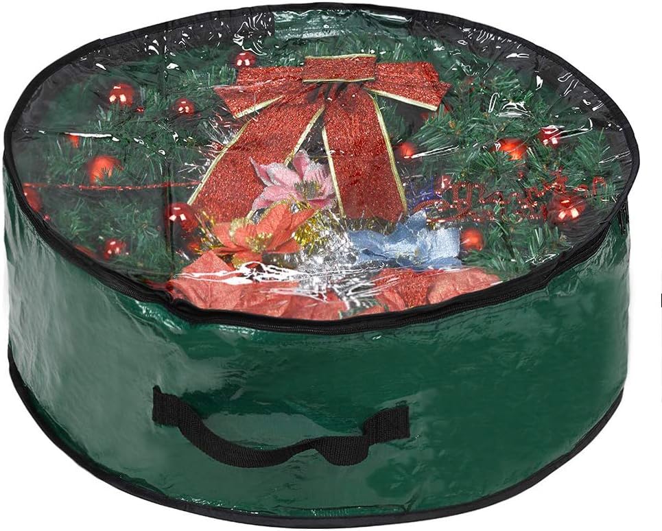 Propik Christmas Wreath Storage Bag - Tear-Resistant Holiday Container with Clear Window | 36" X 36" X 8" (Green)
