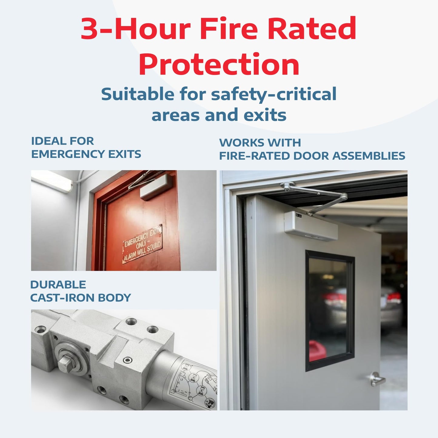 A1 ProGuard Extra Heavy Duty Auto Door Closer Commercial UL Grade 1 - Cast Iron Adjustable 6-Speed Delayed-Action Hydraulic Closer, Self-Closing, ADA Compliant.