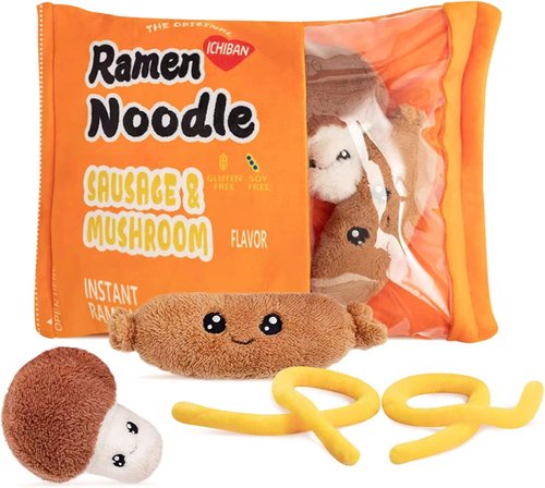 Nenalayo Plush Pillow - Cute Sausage Mushroom Ramen Noodle Toy | Removable Fluffy Stuffed Doll for Kids