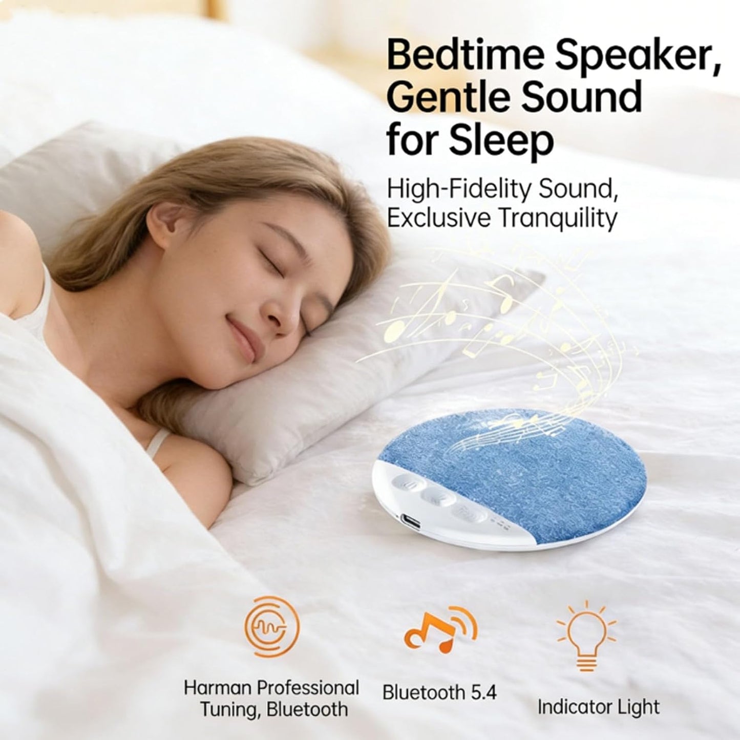 (1Pcs-A) Under Pillow Speaker Bluetooth, Bluetooth Pillow Speaker for Sleeping, Pillow Speakers for Sleeping, White