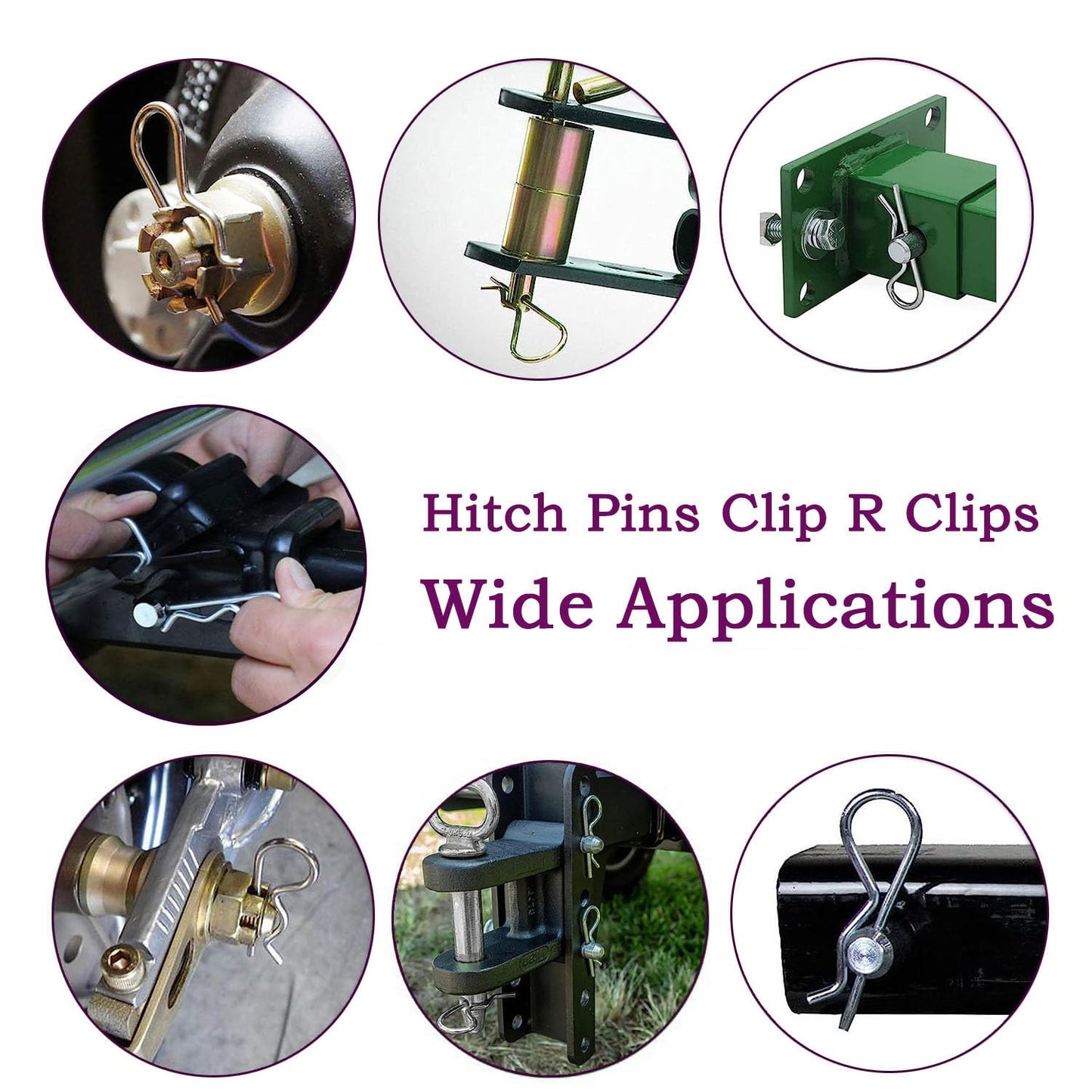 Alloygold 80 Pcs 6 Sizes Stainless Steel Hitch Pin Clip Kit for Hitch Pin Lock System, Trucks, Engine Repair