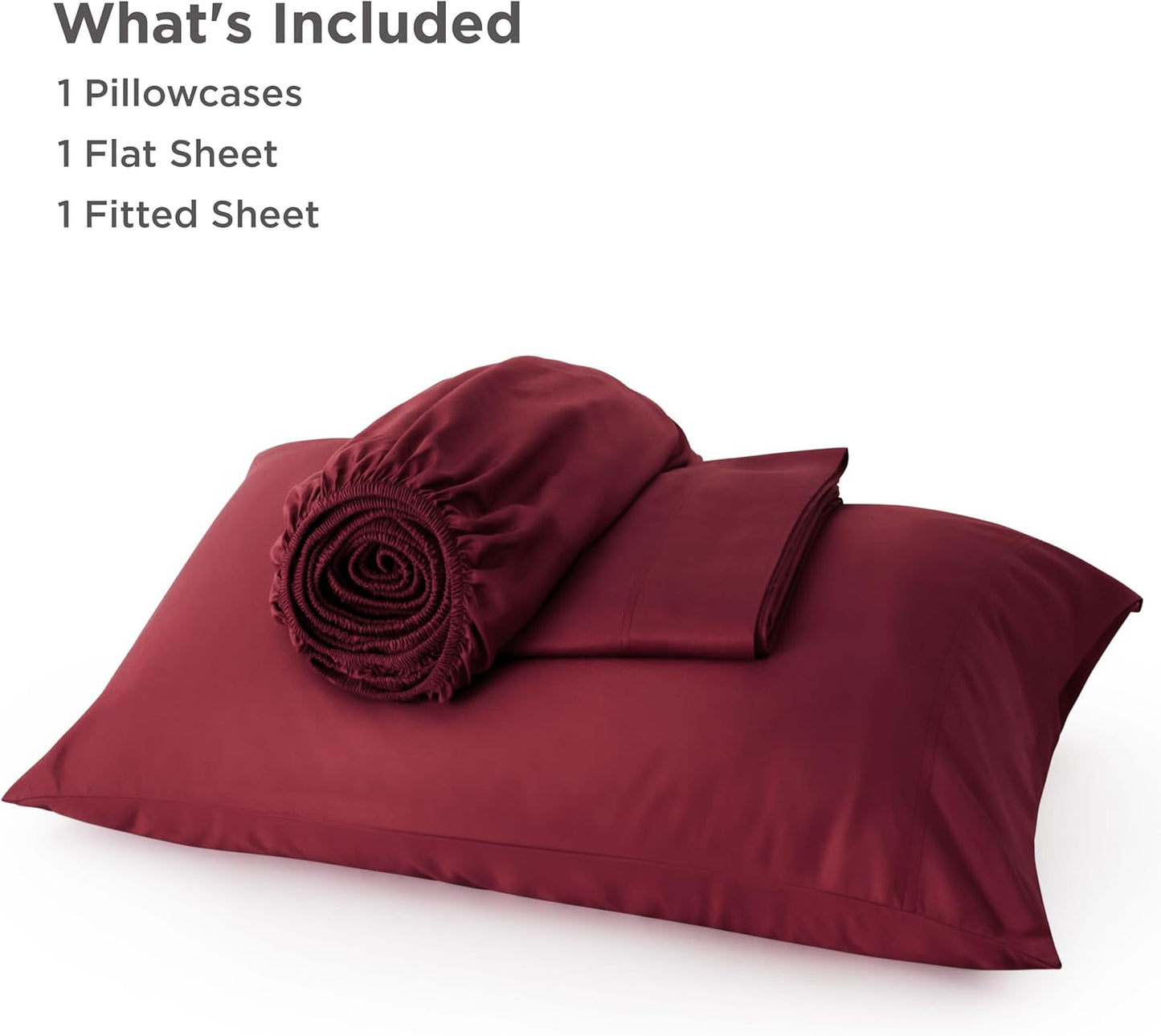 Bedsure Cooling Twin XL Sheets - Breathable Rayon from Bamboo, Soft & Silky, Deep Pocket Up to 16 Inches, Burgundy