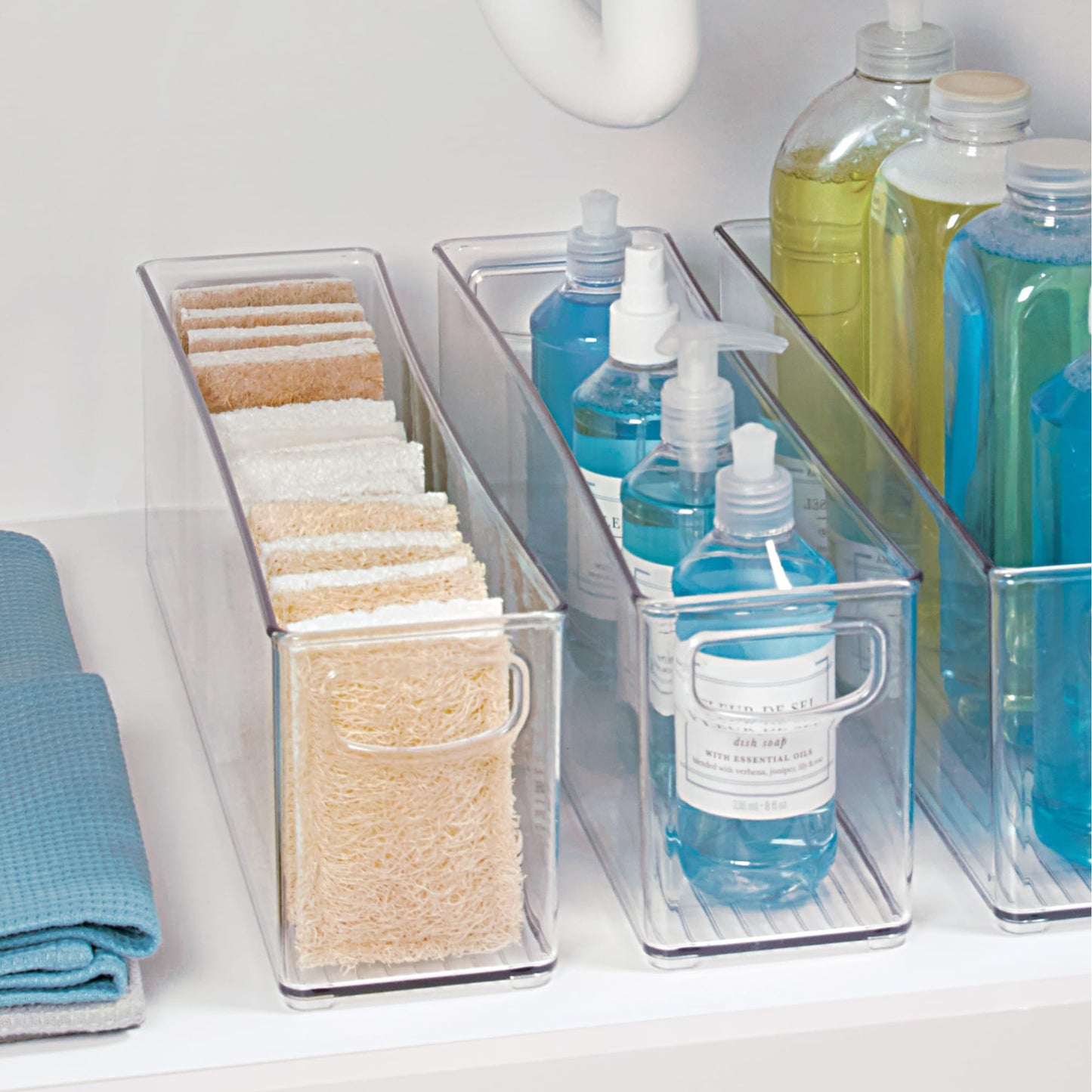 InterDesign iDesign Plastic Stackable Pantry Bin - Storage Bin with Handles for Cabinets or Fridge - Set of 2 - Clear