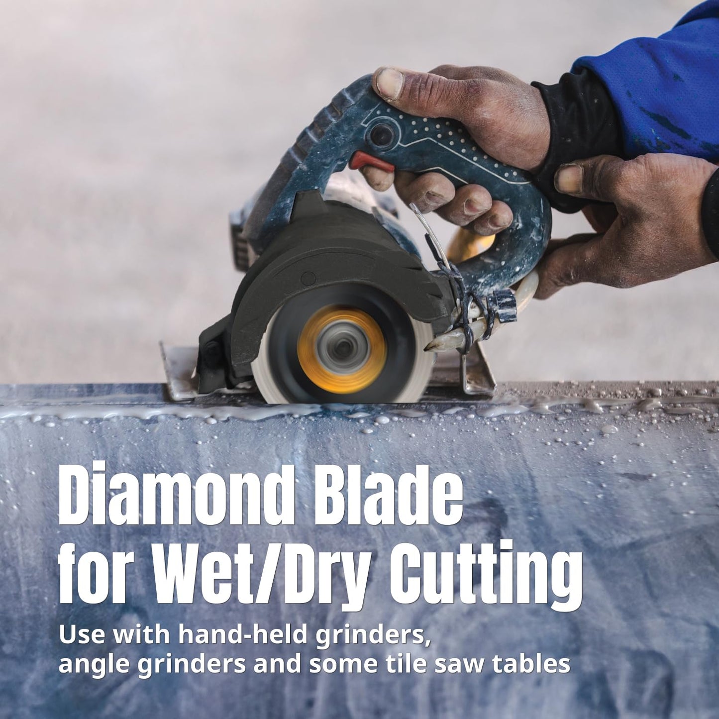 POWERTEC 4 Inch Diamond Saw Blades for Handheld Tile Saw & Angle Grinder 10 Pack, Super Thin Turbo Mesh Rim for Cutting Porcelain, Granite & Ceramic, 4" Diamond Blades