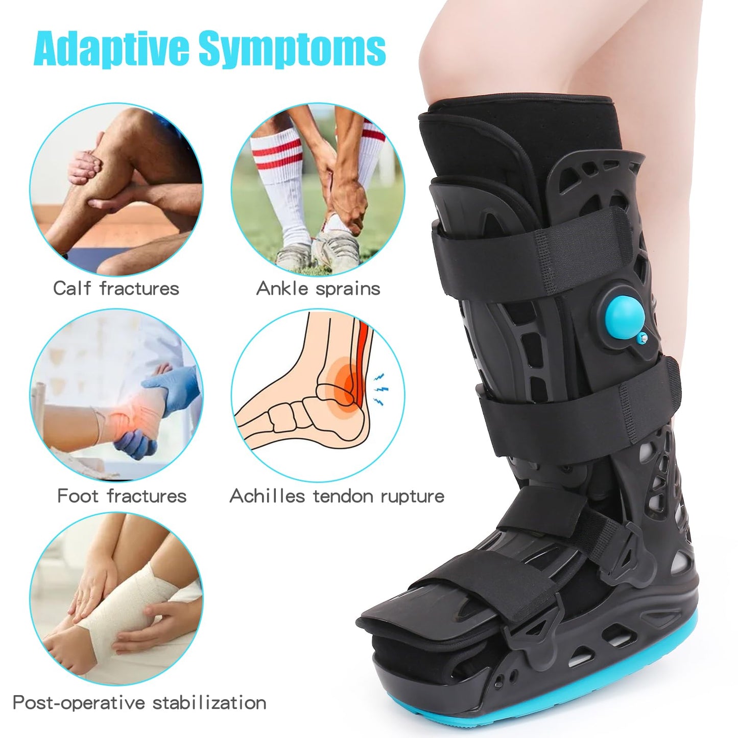 Tall Walker Fracture Boot Inflatable Walking Boot Air Cam Walker Brace Orthopaedic Boot for Sprained Ankle, Foot Pain Recovery, Calf Fracture, Broken Foot, Achilles Tendonitis (L)