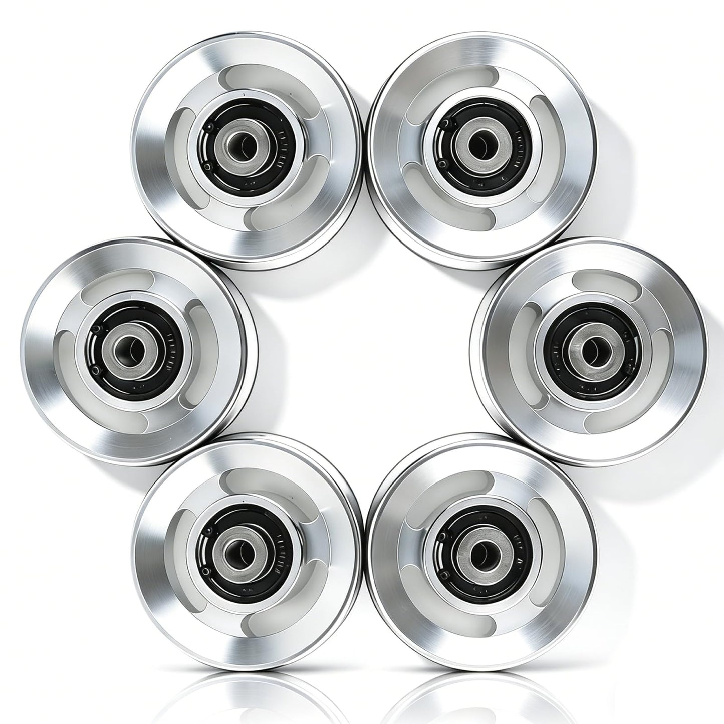 Frdhee 6PCS Aluminum Pulley Wheels for Home Gym, 90mm Universal Bearing Pulley Wheels for Home Gym Equipment Exercise Machine Pulldown Attachments Cable Machines Garage Doors (90mm Diameter)