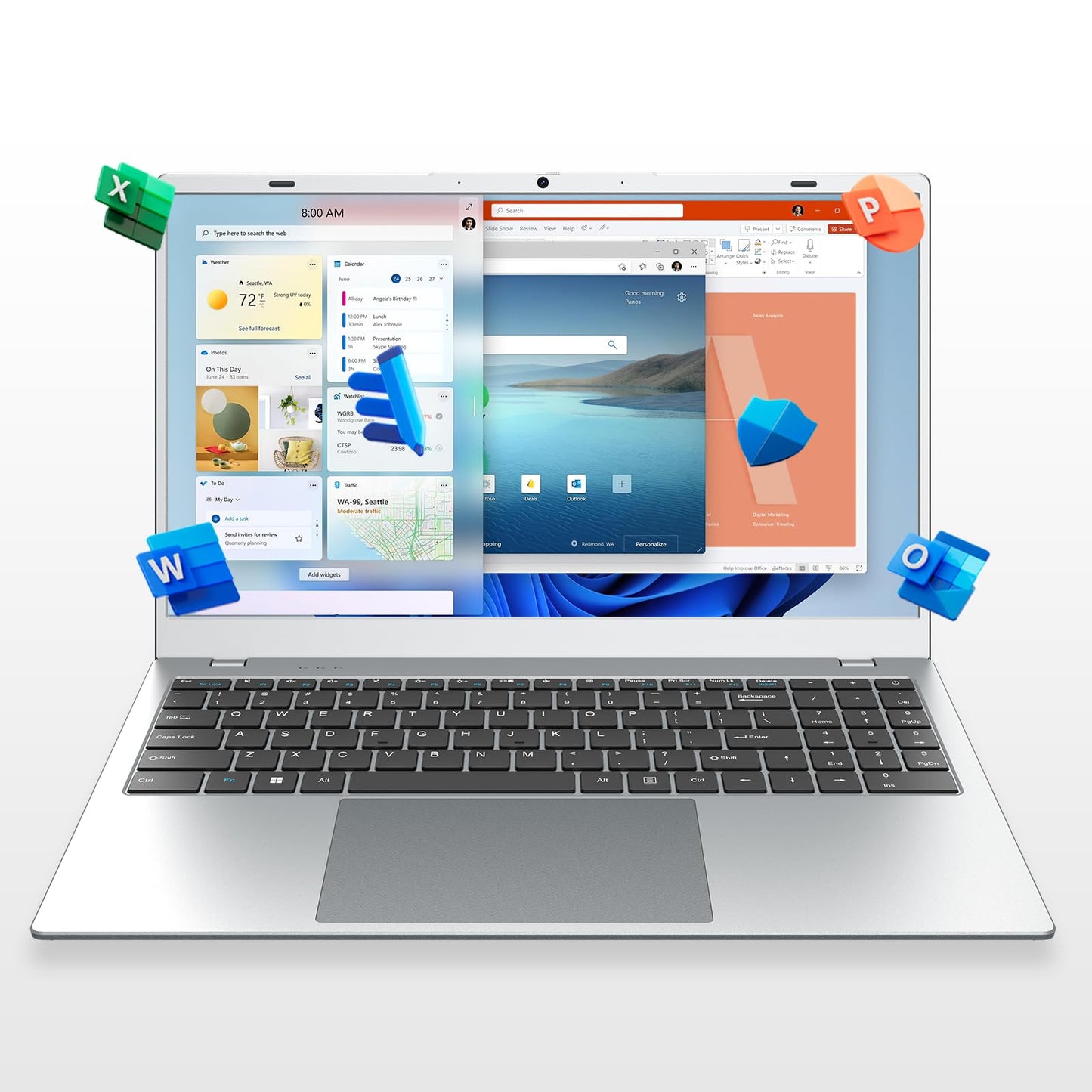 RIANIFEL Laptop Computer, 15.6 inch 1920x1080 FHD IPS Display, 16GB RAM / 256GB SSD Notebook PC with Intel 6500Y, Support 2.4G/5G Hz WiFi, BT5.0, MS 2024