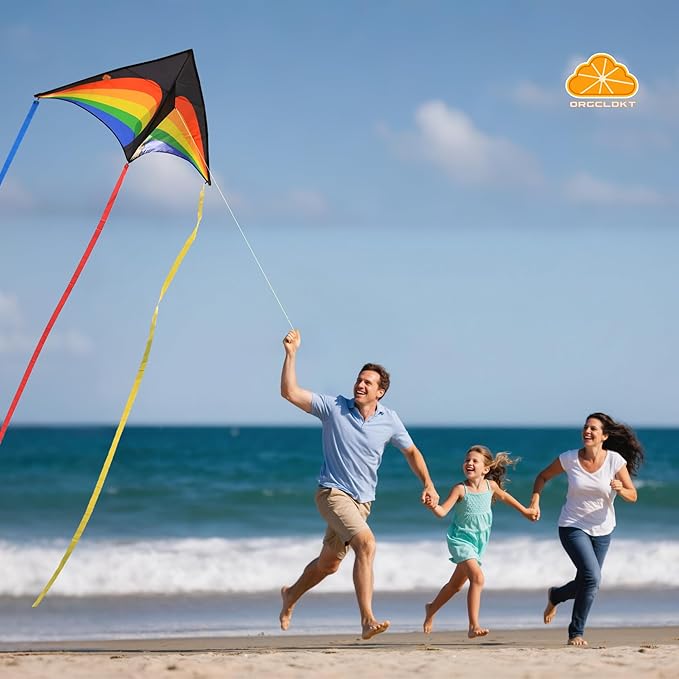 ORGCLDKT-Rainbow Cruiser Delta Kite, Kites for Kids Ages 8-12,4-8,Boys,Girls,Kites for Adults,Beach,Beginners,Giant.1Pc or 3Pcs Pack. Easy to Fly.