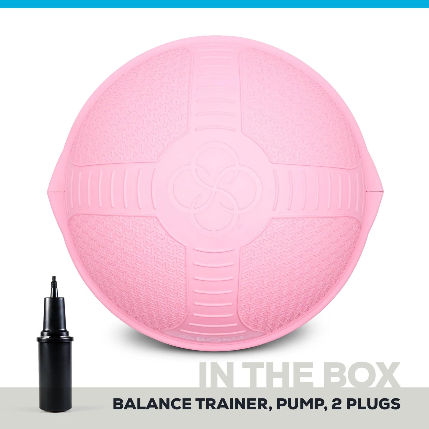 BOSU Pro Balance Trainer, Half-Ball Training Equipment, 350 lb Capacity - Stability Exercise Tool with Non-Slip Base, Includes Hand Pump, Pink