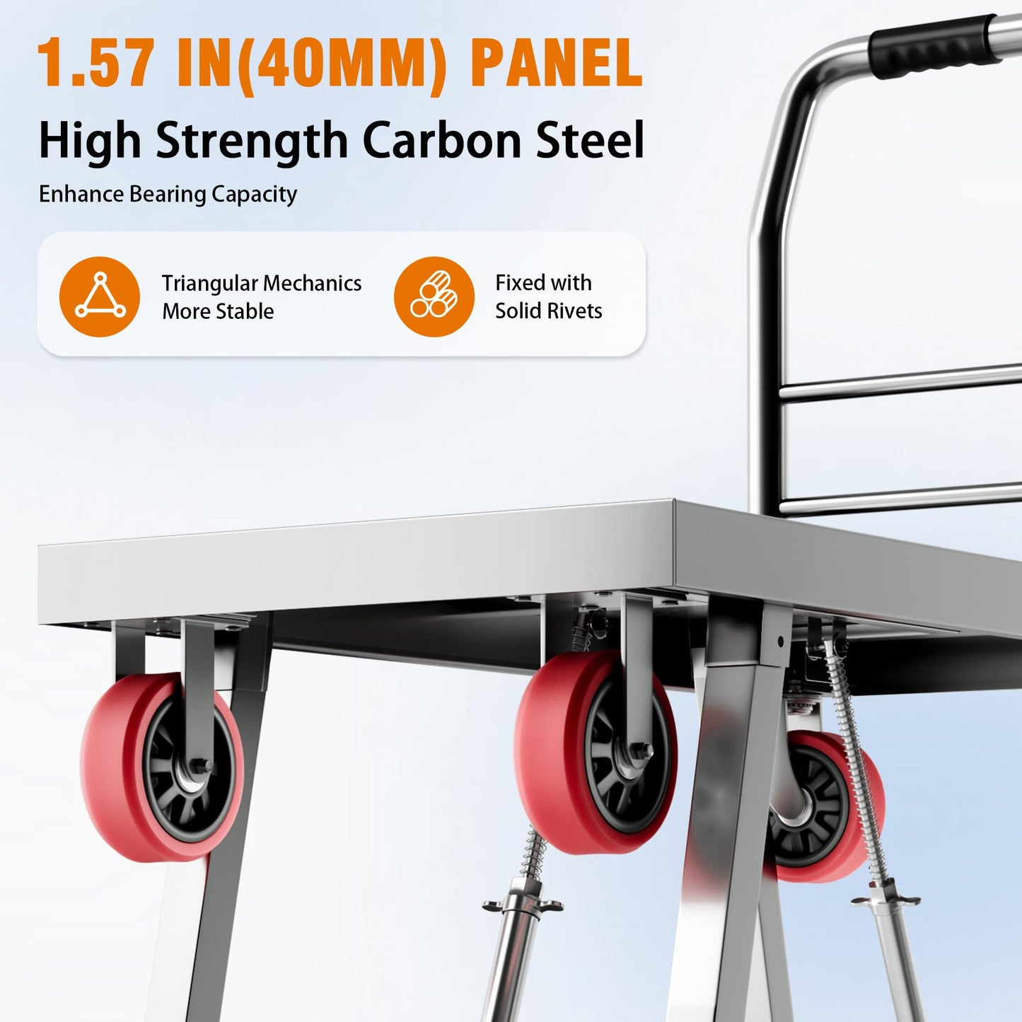 Lomive 2IN1 43"×24" Foldable Platform Truck, Portable Ladder Platform, Height Adjustable Work Scaffolding, 2200lbs Capacity Heavy Duty Flatbed Bed Cart w/2 Swivel Casters