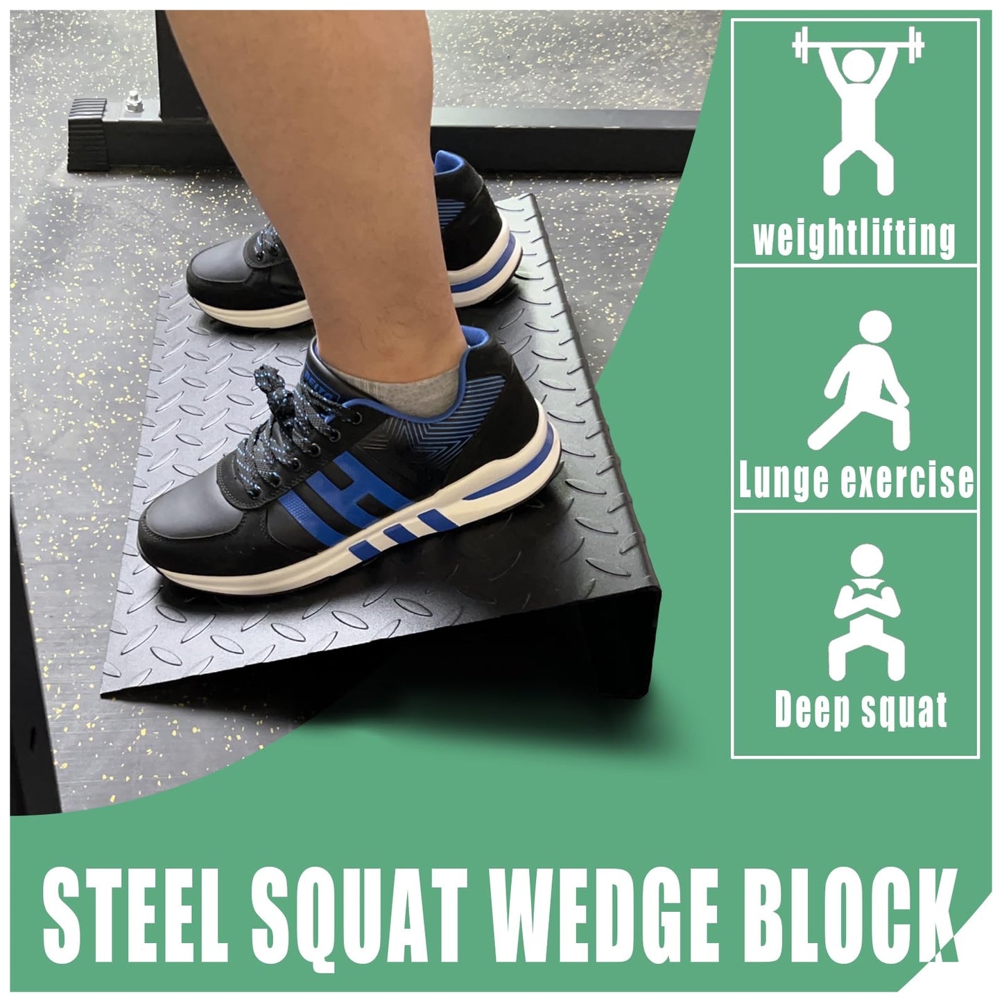 KORIKAHM Steel Squat Wedge Block, Board for Squats, Heel Elevated Wedge, Weightlifting, Split Stand, Slant Block for Calf Stretching (Wide Board)