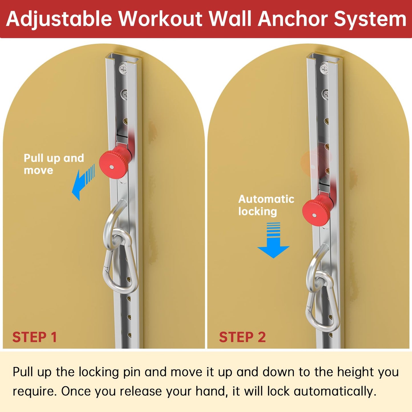 1 PCS Resistance Bands Wall Anchor Exercise Equipment Platform Base(Length 40"),Adjustable Wall-Mounted Anchor Multi-Purpose Fitness System for Complete Full Body Strength Training (No Bands Included)