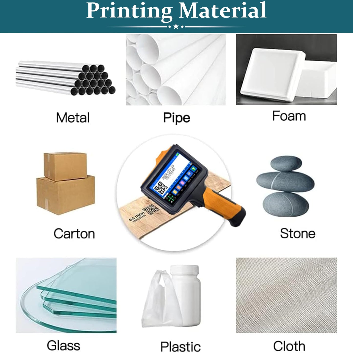 Phezer P19 Handheld Inkjet Printer for Any Surface, Portable 360° All-Round Coding Machine Print Height 2-12.7mm for Date/Time/Barcode/QR Code/Logo, with Cartridge(Anti-Slip Handle, Upgrade Version)