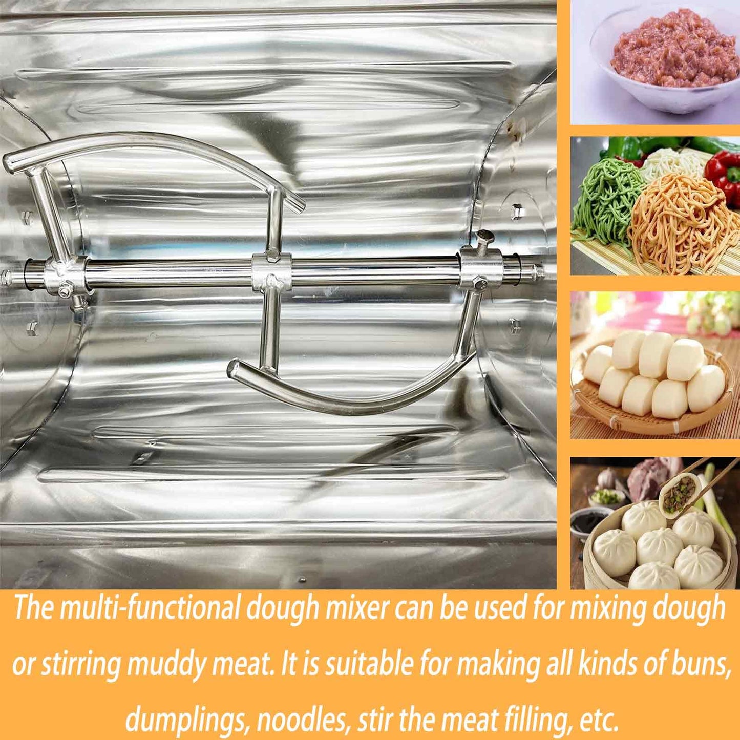BEILOCKERY 110V 15kg Electric Dough Mixer with 90 Degree Tilt Bowl, 1500W Commercial Dough Kneading Machine, Heavy-Duty Dough Kneading Machine, Stainless Steel Food Mixer