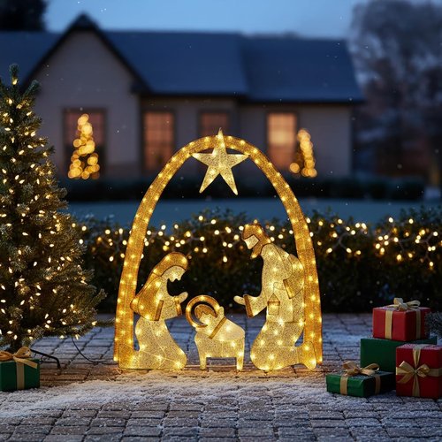 Lighted Outdoor Nativity Scene | Large Christmas Holy Family Yard Decoration for Festive Lawn Decor