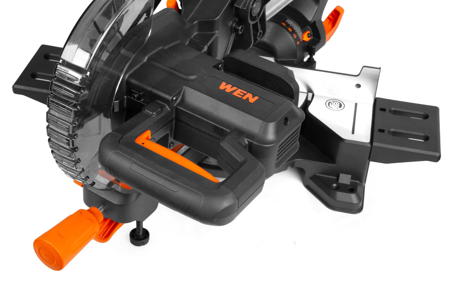 WEN 20V Max 7.25-Inch Cordless Sliding Miter Saw, Single Bevel and Brushless with LED Cutline Guide, 4.0Ah Lithium-Ion Battery and Charger (20672)