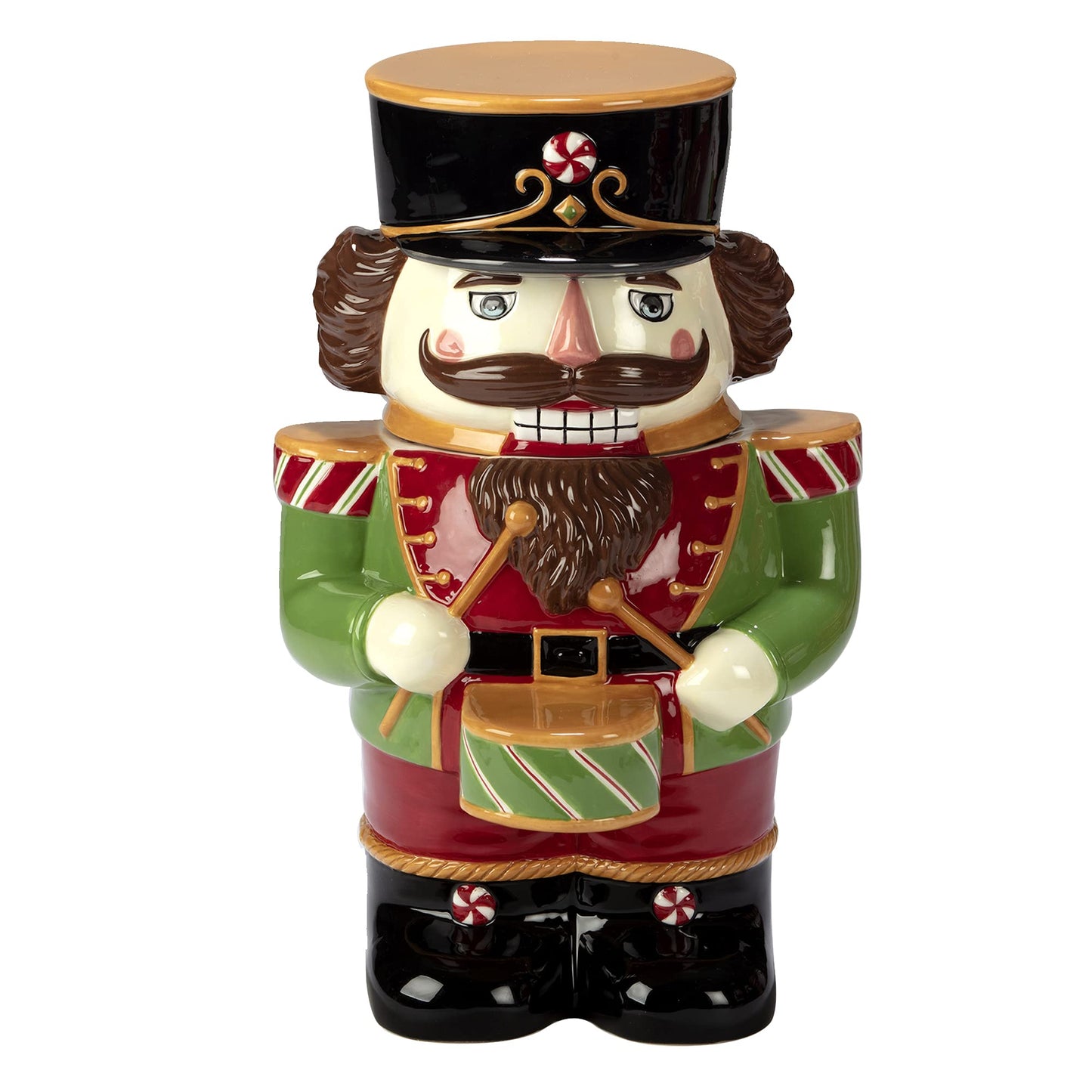 Certified International Holiday Magic Nutcracker Cookie Jar, 3D Hand-Painted Ceramic Jar – Festive 56 oz Christmas Kitchen Decor & Candy Canister – Holiday Countertop Display or Gift Idea