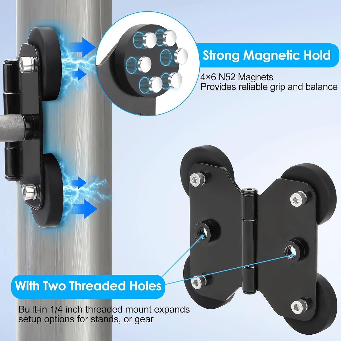 EEEKit 1/4" Magnetic Fence Mount Compatible with Mevo Start, GoPro, iPhone and Action Cameras, Dual Threaded Holder