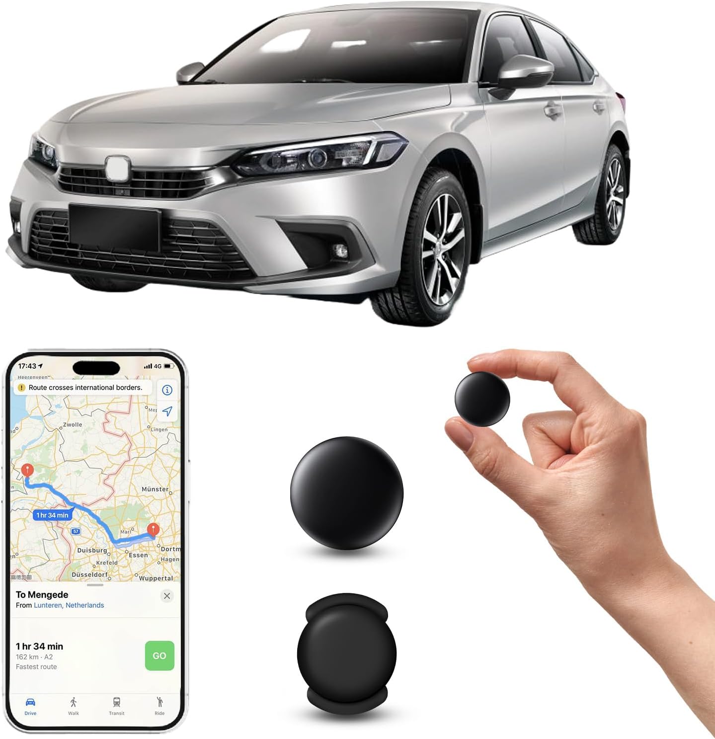 SQIQUI (GPS01) Hidden Magnetic Mini GPS Tracker for Vehicles No Subscription GPS Device, Real-Time GPS Tracking