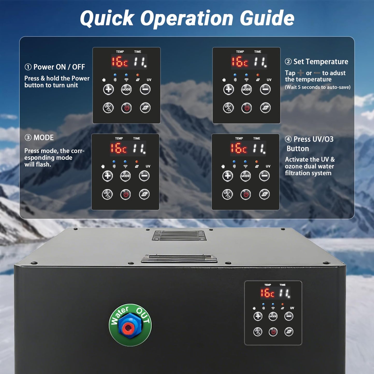 Ice Bath Water Chiller for Cold Plunge Tubs, 1HP Upgraded Cold Plunge Chiller & Hot Water Heater - 37.4° to 107.6°F- 110V Cooling Chiller Ideal for Ice Bath Cold Therapy Recovery