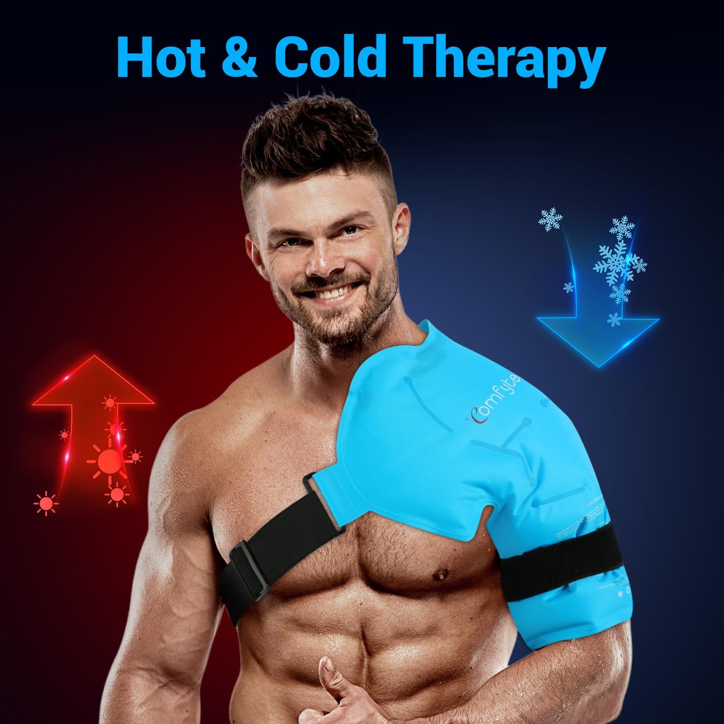 Comfytemp Shoulder Ice Pack Rotator Cuff Cold Therapy Wrap, FSA Eligible HSA, Gel Packs for Injuries Reusable Hot Cold Compress Shoulder Brace for Pain Relief, Men Women Recovery Item (Large/X-Large)