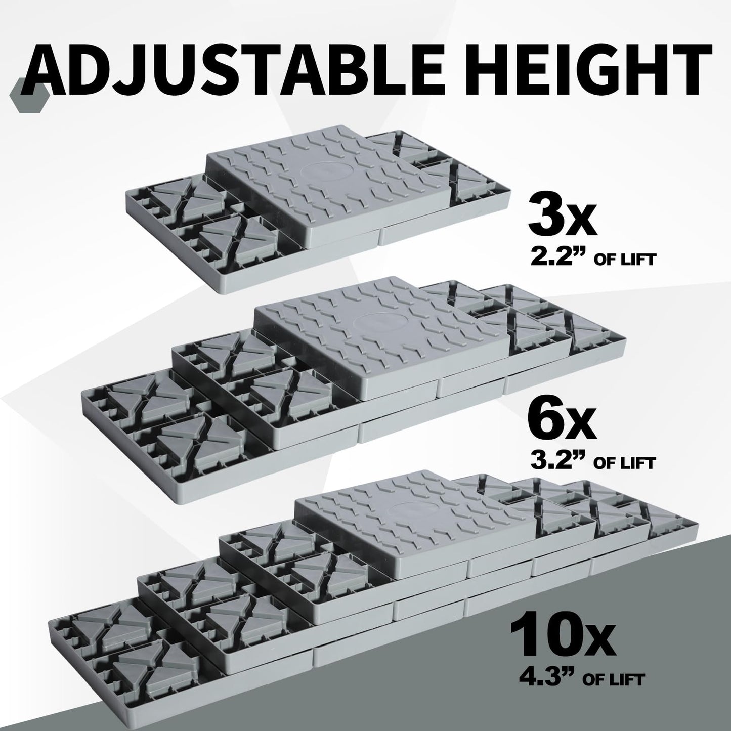 Keltrion 12 Pack Camper/RV Leveling Blocks Suitable for 4 Wheels Interlocking and Anti-Slip Design with Carrying Bag Heavy-Duty for Camper Travel Trailer Grey