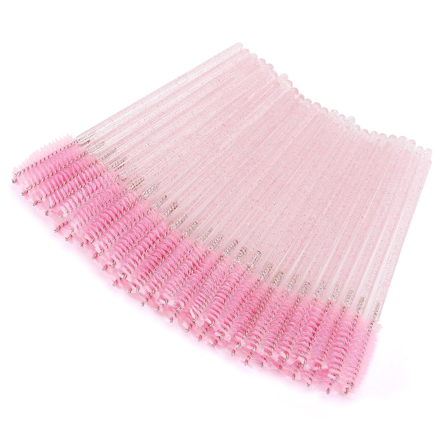 Tbestmax Disposable Mascara Wands - 50 Pcs Crystal Eyebrow Spoolies for Eyelash Extensions | Pink Makeup Brushes