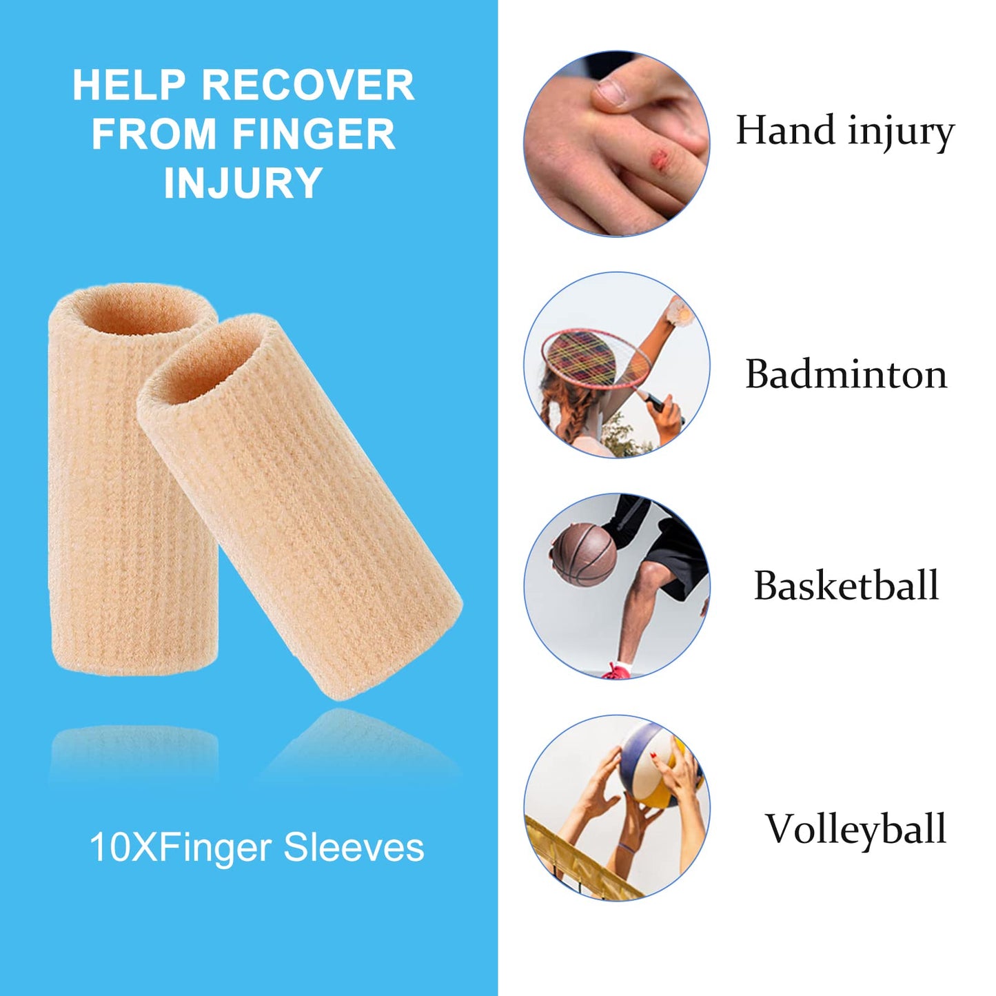 EDNYZAKRN Finger Compression Sleeves Support, Finger Protectors Cots for Arthritis Swelling Basketball Sport, Breathable Elastic (10, Beige, One Size)
