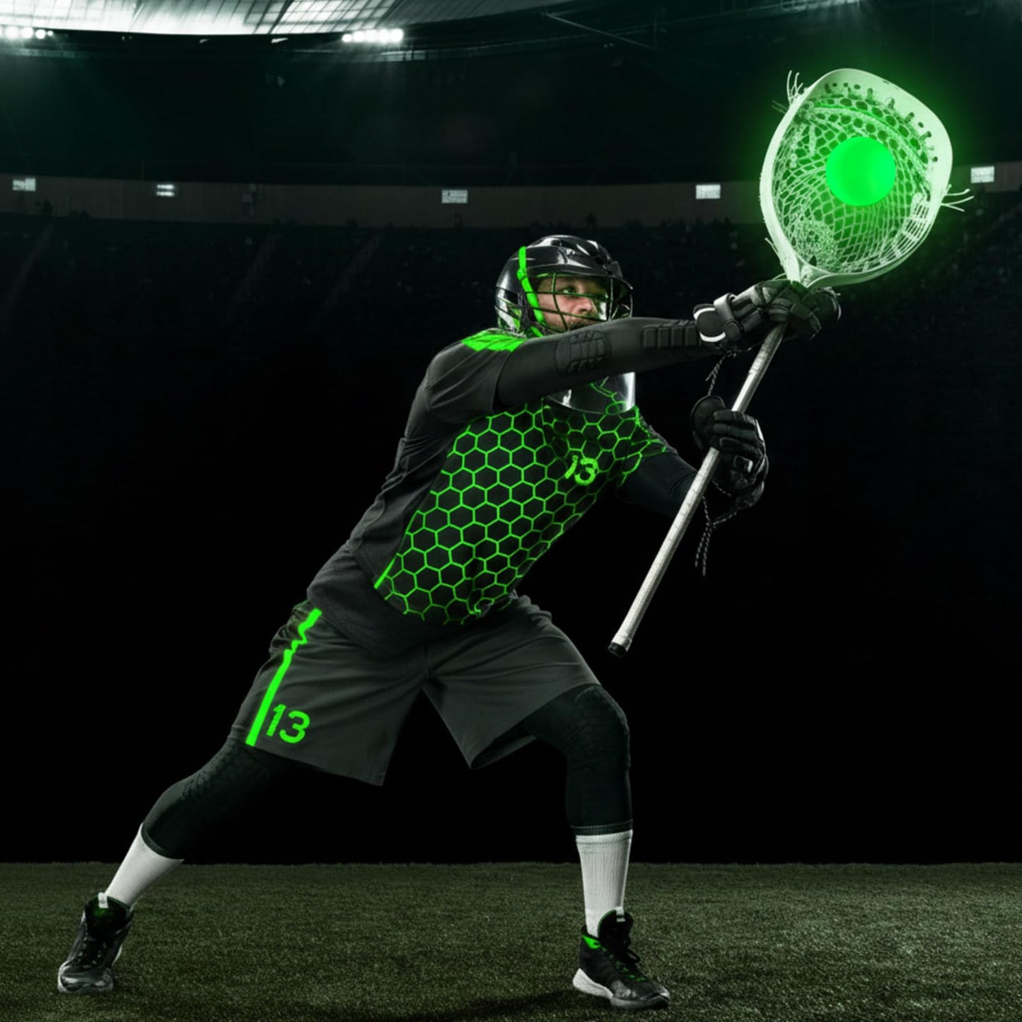 Soulchen 6 Pack Glow in The Dark Lacrosse Ball Official Size Night Practice Training Sport Ball for Indoor Outdoor Sports Gifts (Green)