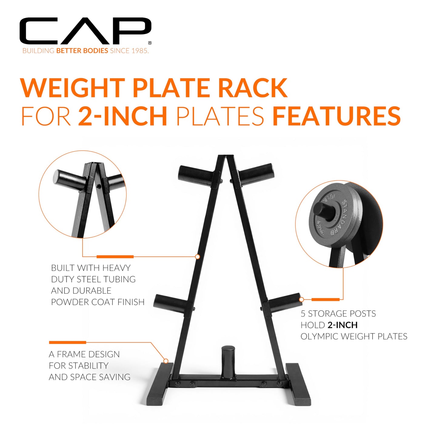 CAP Barbell A Frame Olympic Plate Rack, Dark Gray