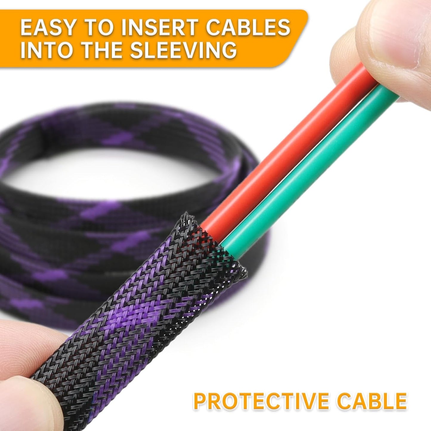 YOUBO 33ft 8mm (5/16")) Braided Cable Sleeve, Expandable Wire Loom for Automotive Wiring Harness & PC Case, Pet-Proof