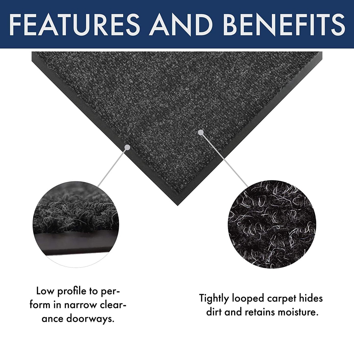 Notrax - 136S0036CH 136 Polynib Entrance Mat, for Home or Office, 3' X 6' Charcoal