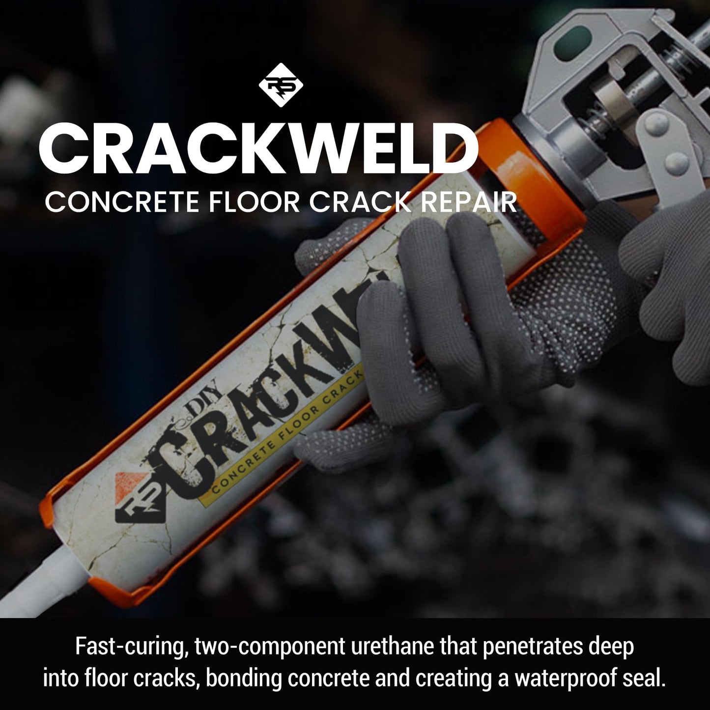CrackWeld Concrete Crack Repair Kit (2-Pack) – Polyurethane Concrete Crack Filler for Floors & Slabs – Hairline, Shrinkage & Settlement Cracks – Low-Viscosity, Fast-Curing, No Grinding Required