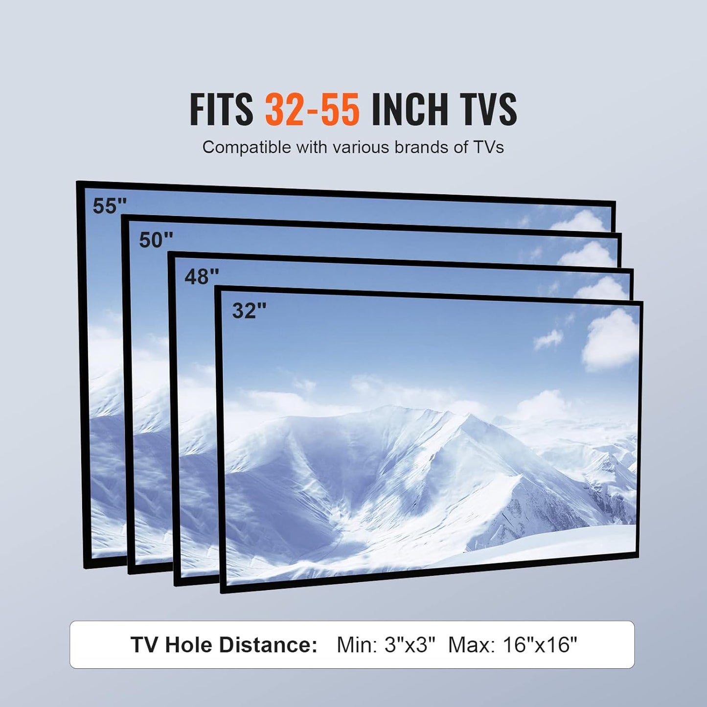 VEVOR 32-55 inch Universal TV Mount for TVs, Height Adjustable Swivel Stand with Tempered Glass Base for Bedroom