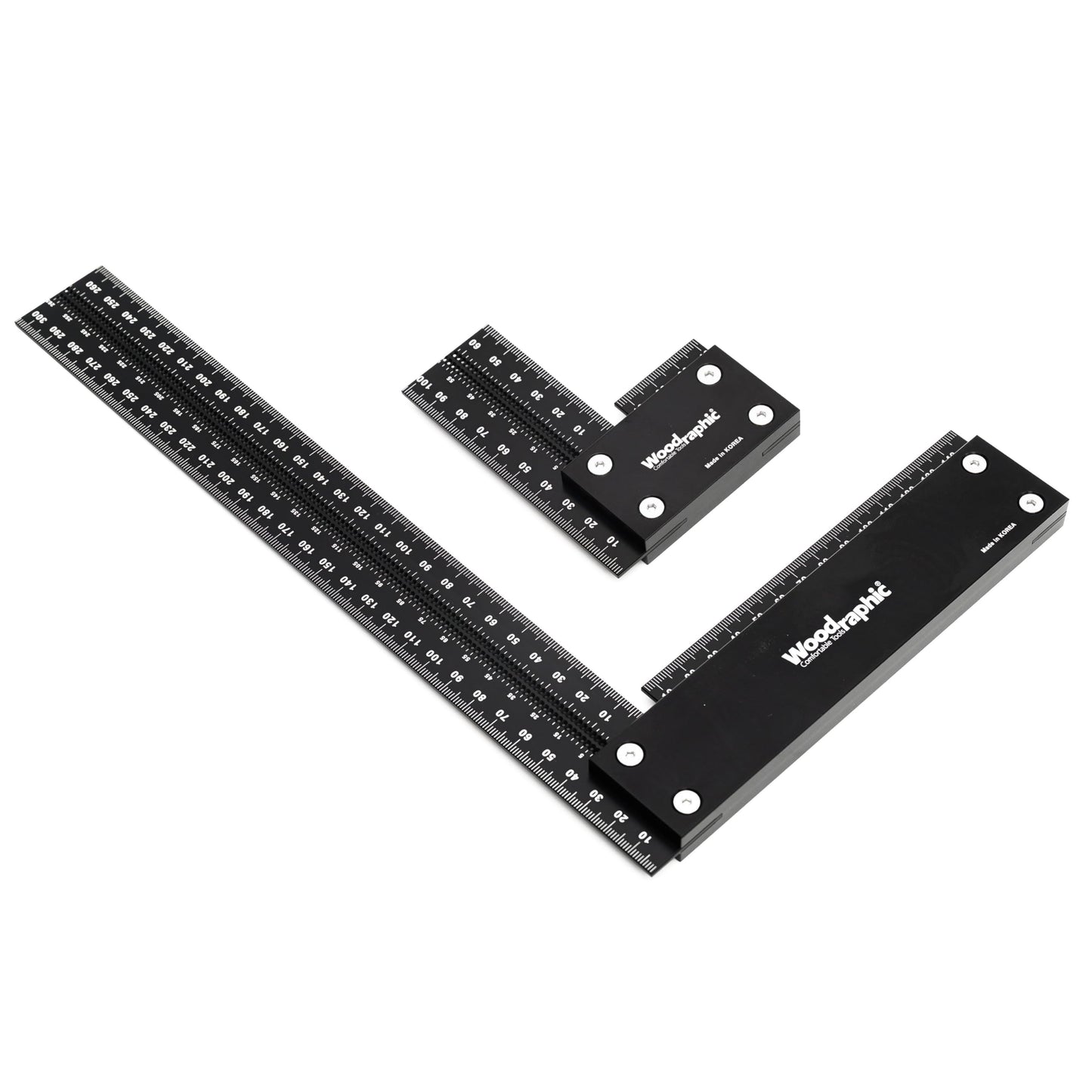 Woodraphic Large Woodworking Square MM Set 100 & 300 - Professional Framing Carpenter Tool | Aluminum Precision Machinist Ruler for Construction Layout Rafter Speed Triangle